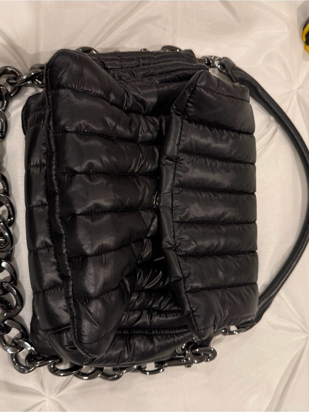 THINK ROYLN Black Quilted Puffer Shoulder Bag with Chain - Picture 2 of 6